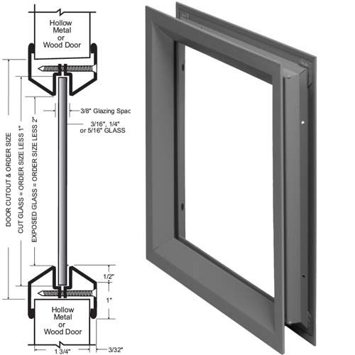 LFRA1008X30DKB ngp door vision lite low profile, 8X30
