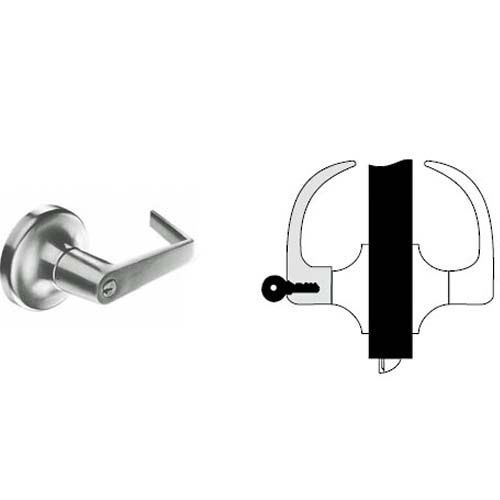Institution Function Cal-Royal Genesys Series Lever Lockset Keyed Double Cylinder Stainless Steel Finish 